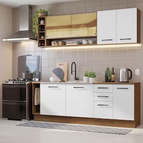 Armário De Cozinha Completa 220cm Rustic/branco Madesa