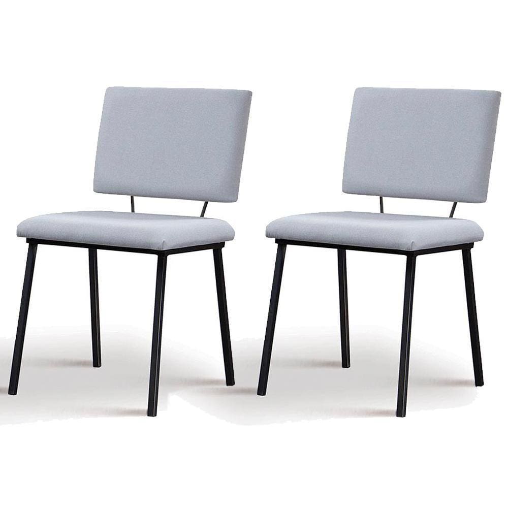 Kit 2 Cadeiras Estofadas Base Em Aço F38 Gelo Gelo