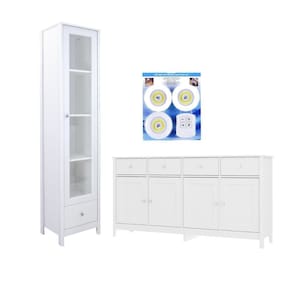 Cristaleira aparador Ditália kit Luz E-962-r-626 Branco