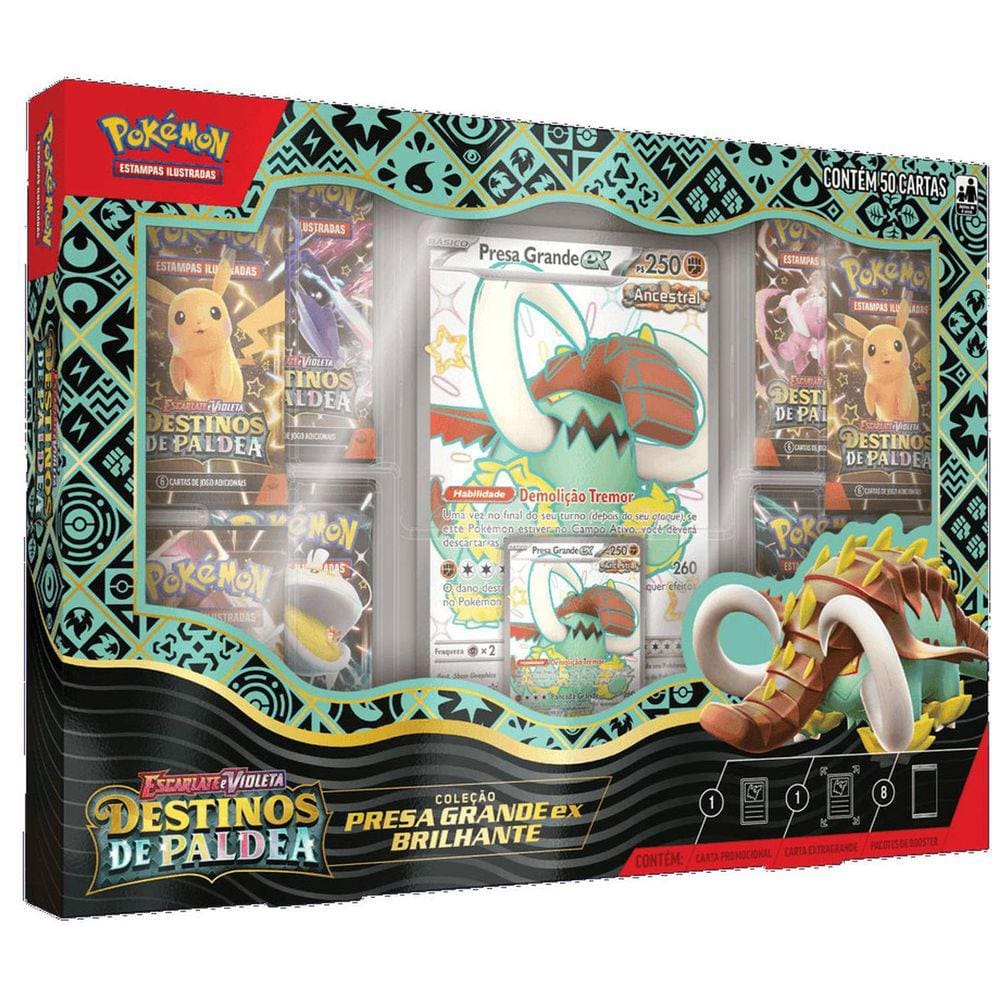 Box Pokémon Destinos de Paldea Presa Grande EX Brilhante Português Copag