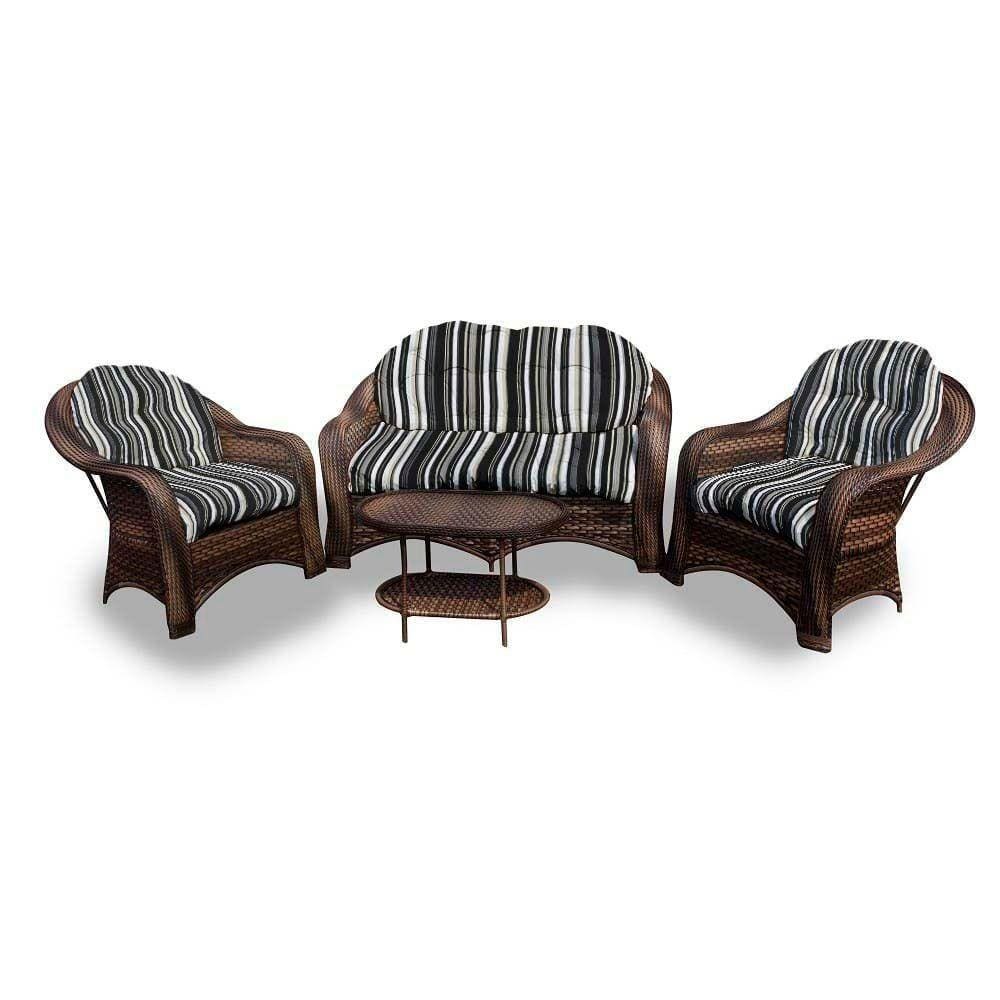 Conjunto De Sofá 1 Sofá + 2 Poltronas + 1 Mesa Centro Preto