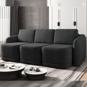 Sofá Cama Modulado Retrátil E Reclinável Varsóvia 276cm Veludo Cinza Chumbo G33 - Gran Belo