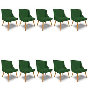 Kit 10 Cadeiras Estofadas Para Sala De Jantar Pés Palito Lia Veludo Verde Luxo - Ibiza