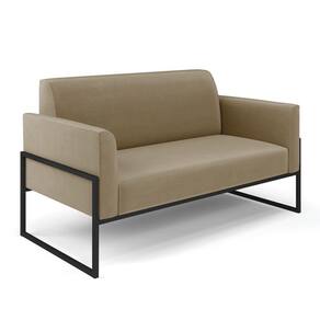 Sofá Namoradeira Base Industrial Alta Preto Marisa Suede Marrom Rato D03 - D\`rossi