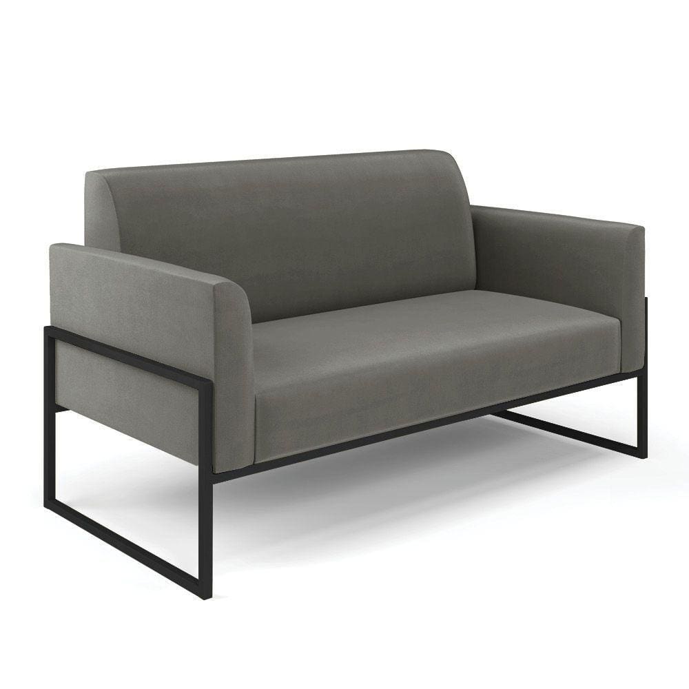Sofá Namoradeira Base Industrial Alta Preto Marisa Suede D03 - D\`rossi Cor Grafite