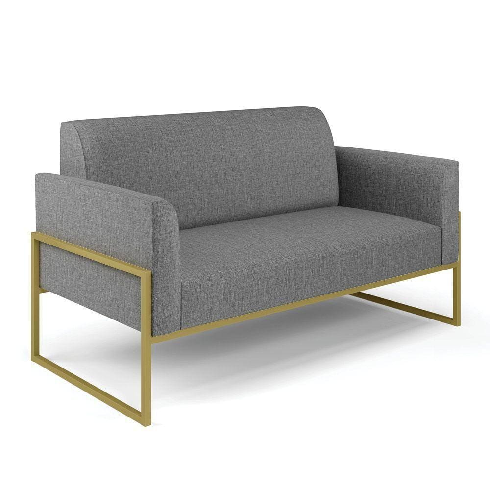 Sofá Namoradeira Base Industrial Alta Dourado Marisa Linho Grafite A26 D03 - D\`rossi