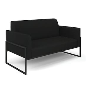 Sofá Namoradeira Base Industrial Alta Preto Marisa Linho D03 - D\`rossi Cor A79 Preto