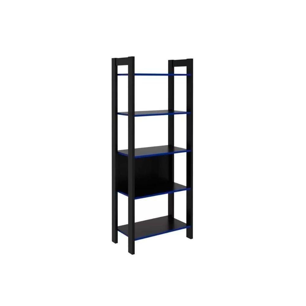 Multiuso Quarto Juvenil Me4166 C- 5 Prateleiras Preto-azul