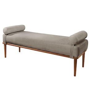 Recamier Puff Berlim Luxo Base Em Madeira Maciça Castellar Móbile Cinza