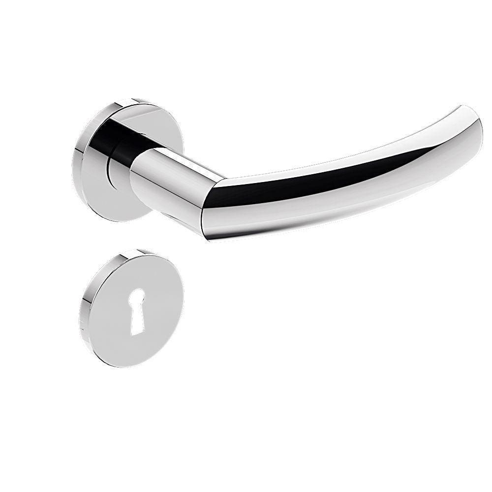 Fechadura Externa Stam Ix40 40mm Inox Polido Cromada Roseta Redonda Interna