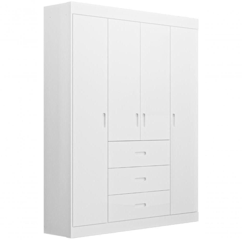 Roupeiro Livia 4 Portas 2 Gavetas Branco Móveis Canaã