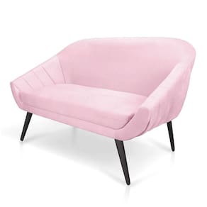 Namoradeira Giovana 02 Lugares Suede de Ferro Rosa Bebê