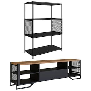 Rack 180 Cm Gaveta Estante 77 Cm Industrial 17x24 Preto Mell Pp Preto Mell