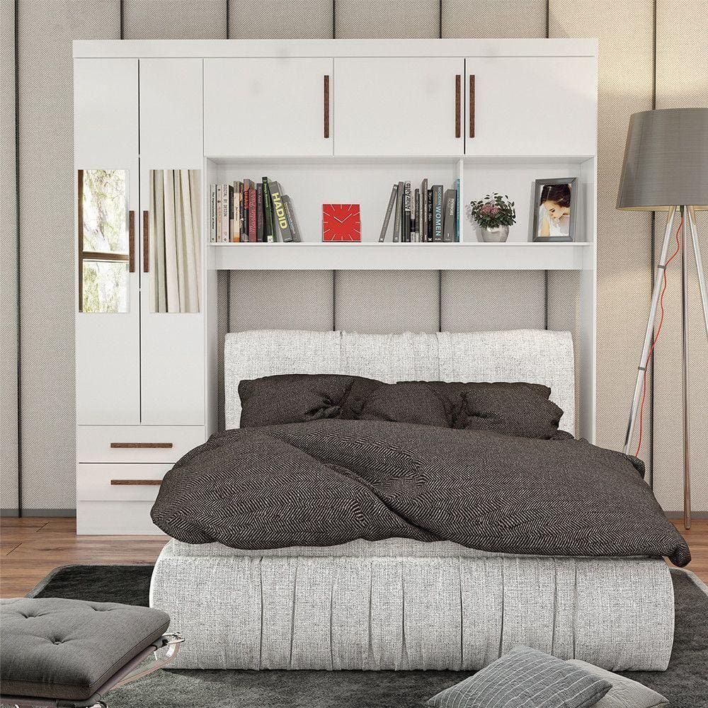 Guarda Roupa Modulado Paris 5 Portas Com Espelho E 2 Gavetas Branco