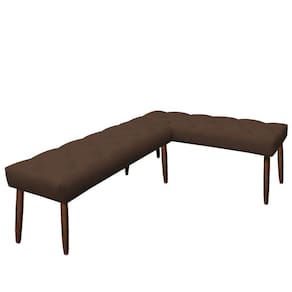 Banco De Canto Estofado Sira Suede Pés Palito Castanho C05 - D`rossi Cor Marrom