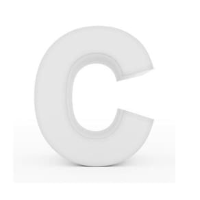 Letra C Fachada Plástico Alta Resistência 10Cm Abs Branco