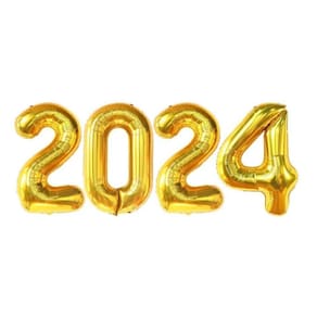 Balão Metalizado Reveillon 2024 Dourado 40Cm