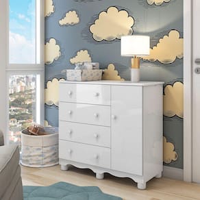 Cômoda 4 Gavetas 1 Porta Junior New Móveis Peroba
