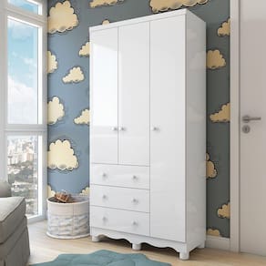 Guarda Roupa Infantil 3 Portas 3 Gavetas Junior New Móveis Peroba