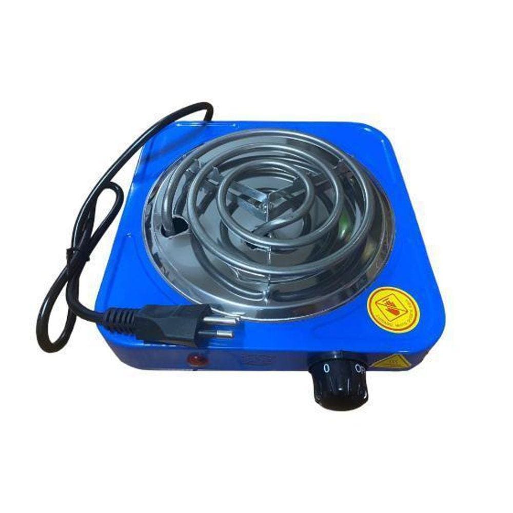 Fogao Fogareiro Eletrico 1000W 1 Boca Portatil 110V Azul
