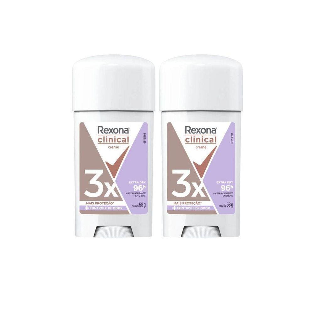 Desodorante Rexona Creme Clinical 58G Fem Extra Dry Kit 2Un