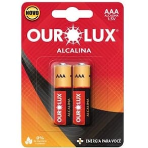 Pilha Alcalina AAA Palito Cartela c/ 2 unidades - Ourolux