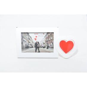 Porta Retrato Coração Giratório Com Suporte e Visor