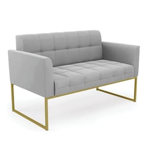 Sofá Namoradeira Elisa Suede Base Metálica Industrial Dourado - D\`rossi Cor Cinza