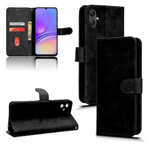 Capinha Carteira Flip P/Samsung A05 Com Porta Cartão - Preta