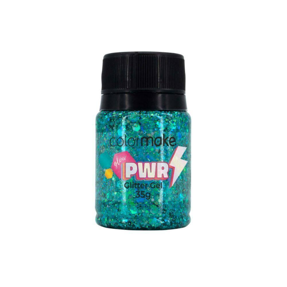 Glitter Gel Glow Power Azul Turquesa Colormake 35G