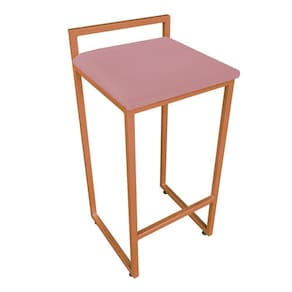 Banqueta Alta Lavínia Suede Rose Base Cobre