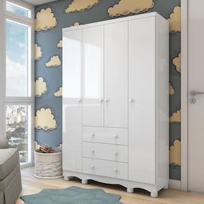 Guarda Roupa Infantil 4 Portas 3 Gavetas Junior New Móveis Peroba