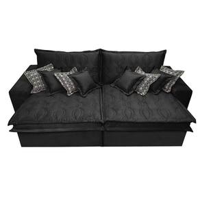 Sofá Retrátil E Reclinável 2,32m Com Molas Ensacadas Cama Inbox Supreme Tecido Suede Velusoft Preto