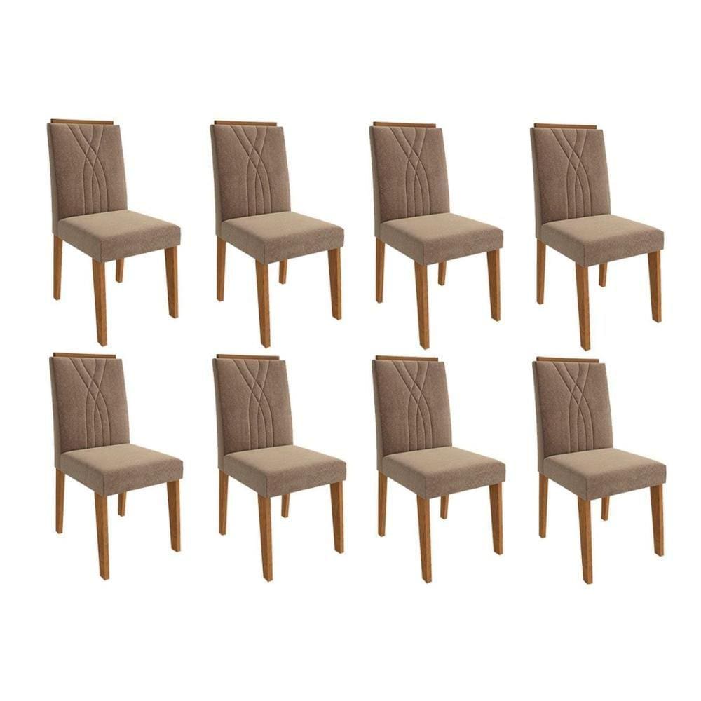 Cadeira Sala de Jantar Nicole Kit 8 Un Savana/Suede Pluma - Cimol