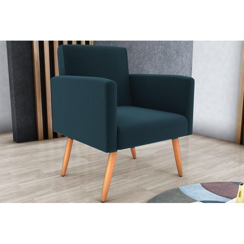 Poltrona Decorativa Dallas Suede Petroleo B257 - Matrix