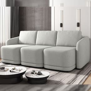 Sofá Cama Modulado Retrátil E Reclinável Decorativo Varsóvia 246cm Linho Cinza G33 - Gran Belo