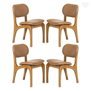 Kit 4 Cadeiras de Jantar Estofada Rafine Madeira Castanho Impermeável Marrom