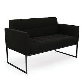 Sofá Namoradeira Elisa Suede Base Metálica Industrial Preto - D`rossi Cor Preto