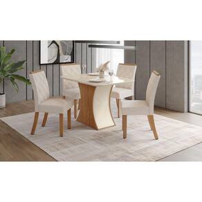 Mesa de Jantar Luiza 120 C. Vidro 4 Cad. Vita Linho - Henn