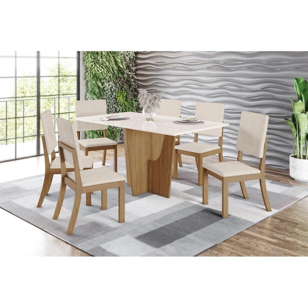Mesa de Jantar Vertice 160 6 Cad. Milla Linho - Henn