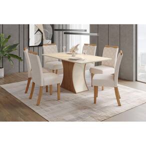 Mesa de Jantar Luiza 160 6 Cad. Bella Linho - Henn