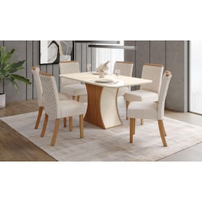 Mesa de Jantar Luiza 160 C. Vidro 6 Cad. Malu Linho - Henn