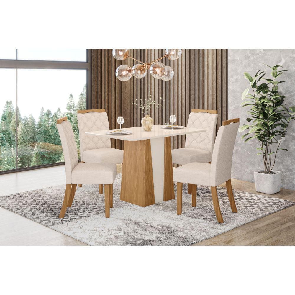 Mesa de Jantar Orus 120 4 Cad. Bella Linho - Henn