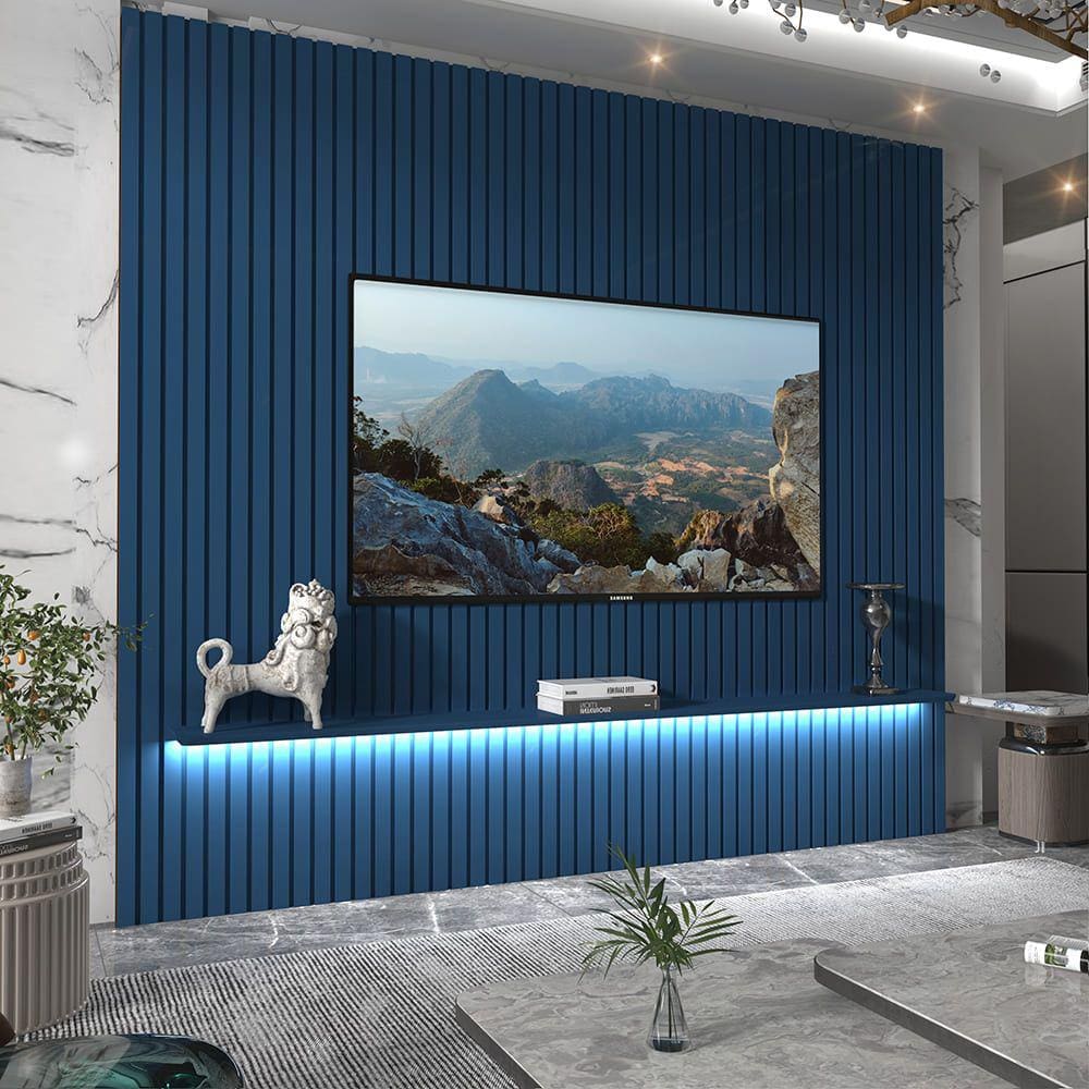 Painel para TV Ripado com LED Nobre 230 Azul - Gelius