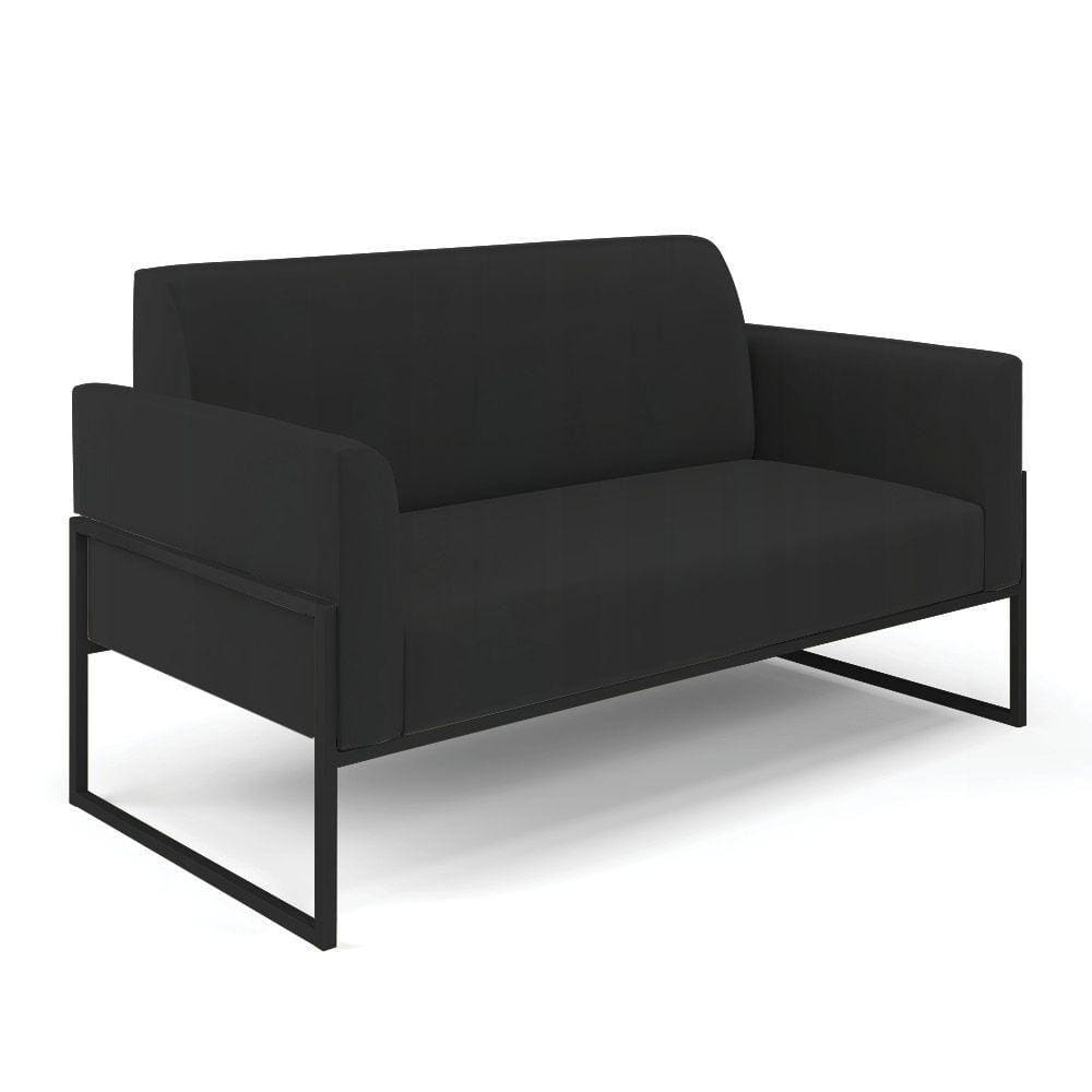 Sofá Namoradeira Base Industrial Alta Preto Marisa Veludo Preto D03 - D\`rossi
