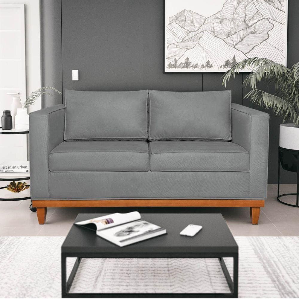 Sofá 2 e 3 Lugares Europa 180cm Conforto e Elegância Corano Cinza