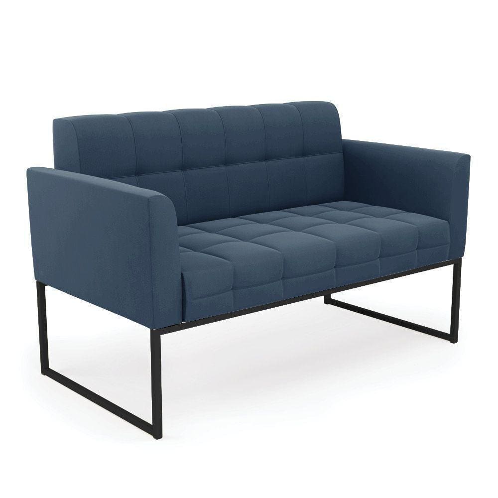 Sofá Namoradeira Elisa Suede Base Metálica Industrial Preto - D`rossi Cor Azul Marinho