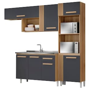 Cozinha Compacta Com Balcao Para Pia Vitoria Atacama Grafite Armoveis Atacama Grafite