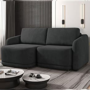 Sofá Cama Modulado Retrátil E Reclinável Varsóvia 196cm Veludo Cinza Chumbo G33 - Gran Belo
