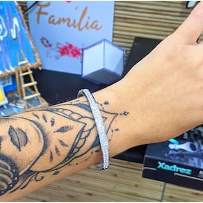 Pulseira Bracelete Feminino Strass Cravejado com Pedras zircônias Cristais Aço Inox 316L Luxo Dourado Prata Tendência